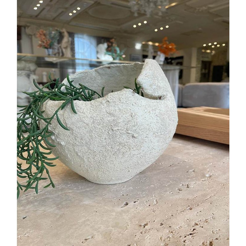 فازة فخارية, 25 سم, أبيض - KM-EG172-39