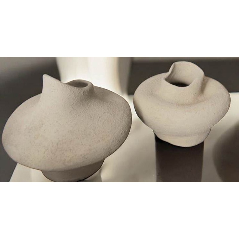 فازة فخارية, قطعتين, أوف وايت - KM-EG172-42