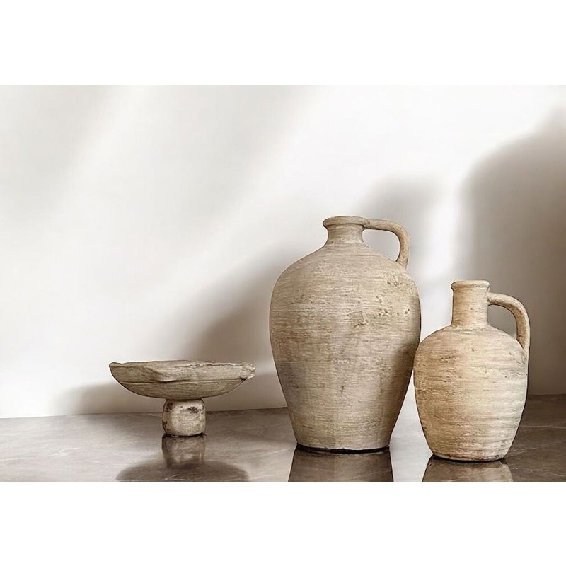 فازة فخارية, 3 قطع, بيج - KM-EG172-43