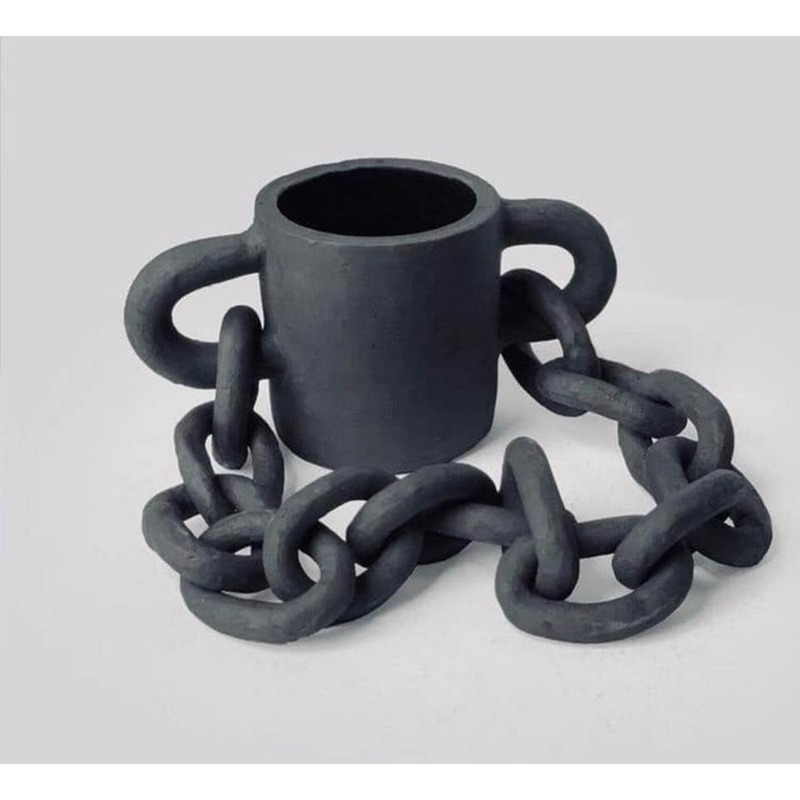 فازة فخارية, 10 سم, رمادي فحم - KM-EG172-45