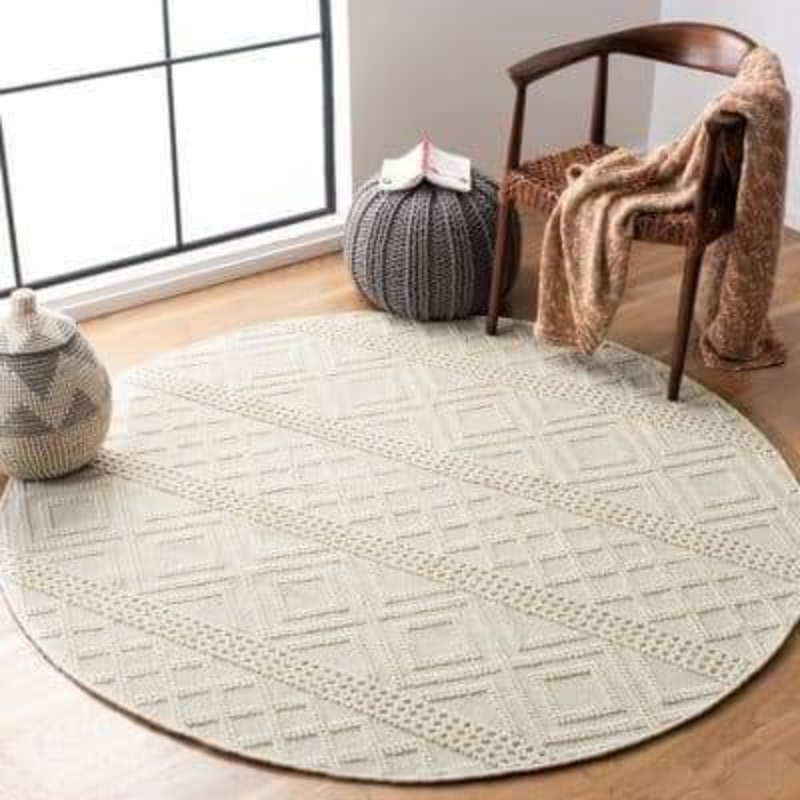 Wool Carpet, 150 × 150 cm, Beige - KM-EG175-59