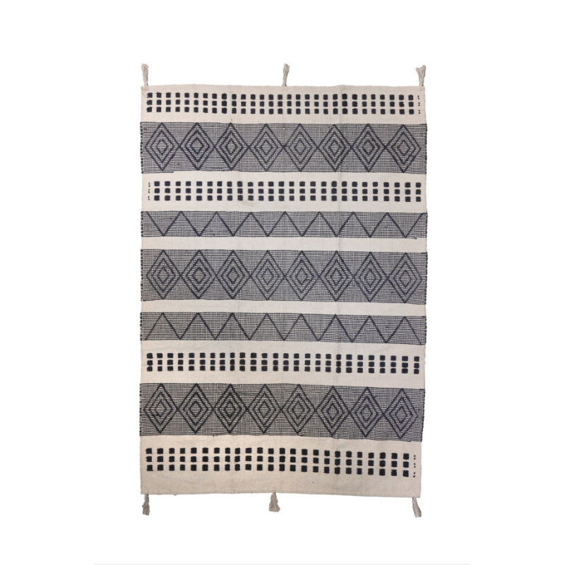 Wool carpet, 200 × 150 cm, Off White / Dark Gray - KM-EG175-326