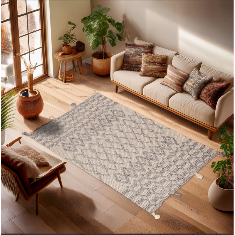 Wool carpet, 300 × 200 cm, Off White / Gray - KM-EG175-356