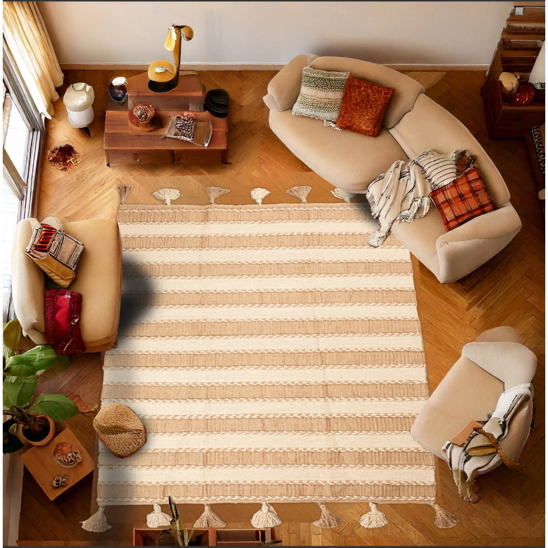 Wool carpet, 300 × 200 cm, Off White / Beige - KM-EG175-361