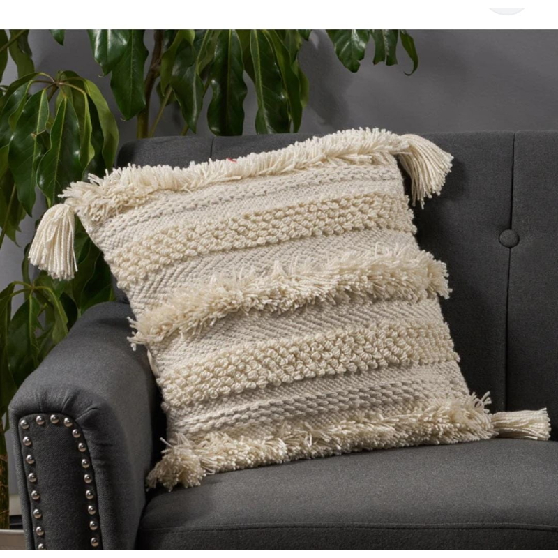Wool cushion, 50 × 50 cm, beige - KM-EG175-398