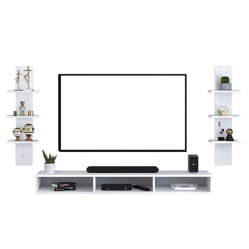 MDF Wood TV unit, 3 Pieces, 90x24x15 cm - Multicolor