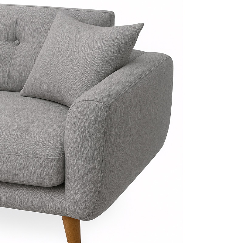 Beech Wood and Linen Sofa Bed, 80×210×80 cm - Grey