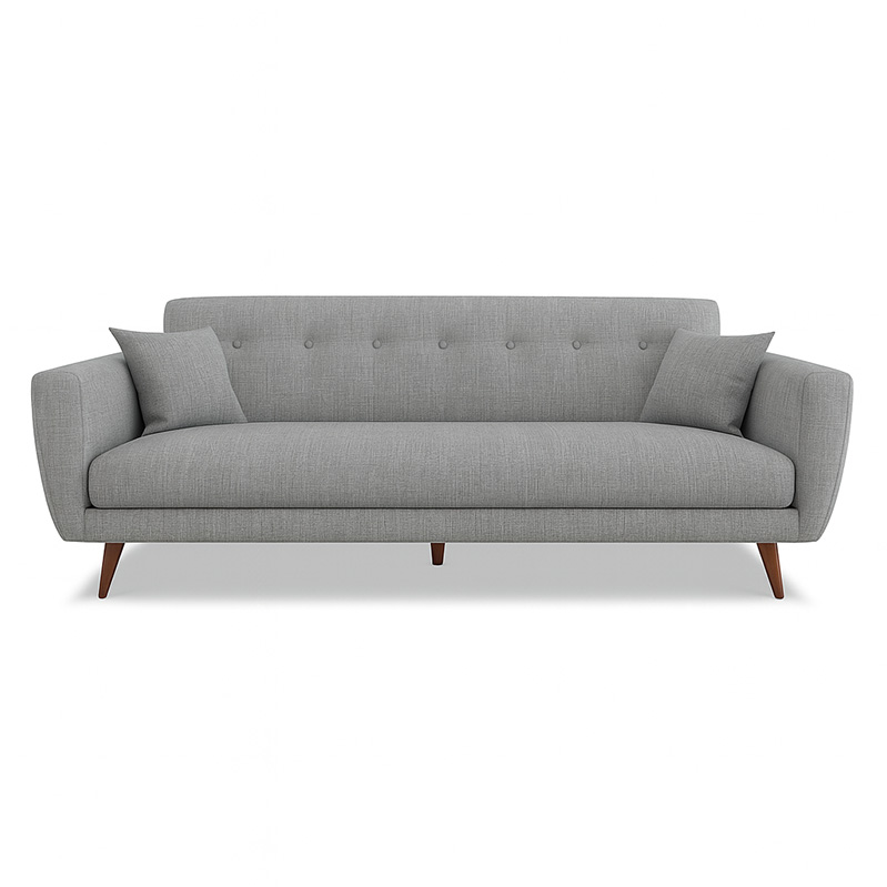 Beech Wood and Linen Sofa Bed, 80×210×80 cm - Grey