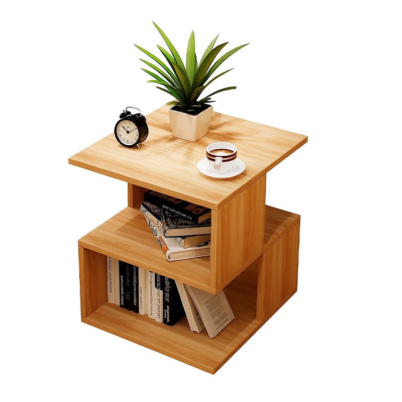 MDF wood Side Table, 40×40×35 cm - Light Brown