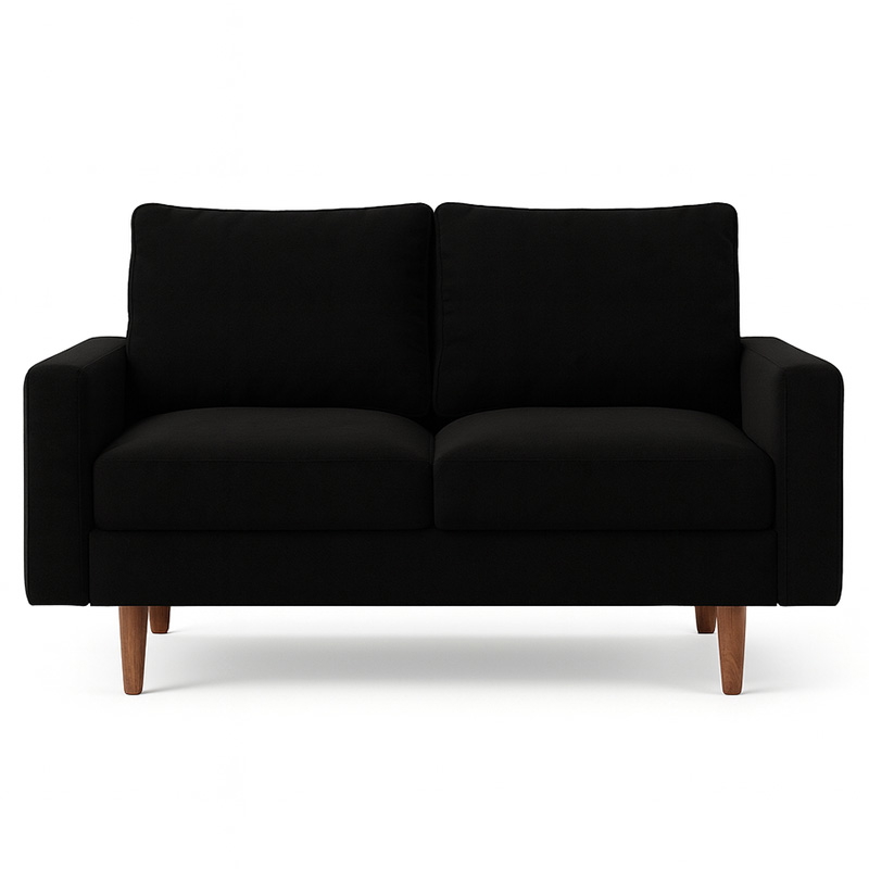 Beech Wood and Velvet Modern Sofa, 160×80×85 cm - Black