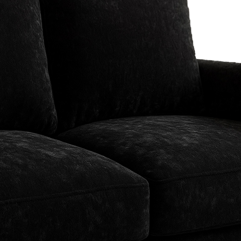 Beech Wood and Velvet Modern Sofa, 160×80×85 cm - Black