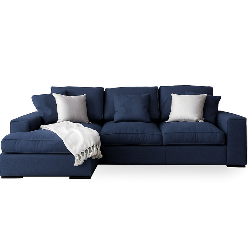 Beech Wood and Linen Corner Sofa, 250X160 cm - Multi Colors