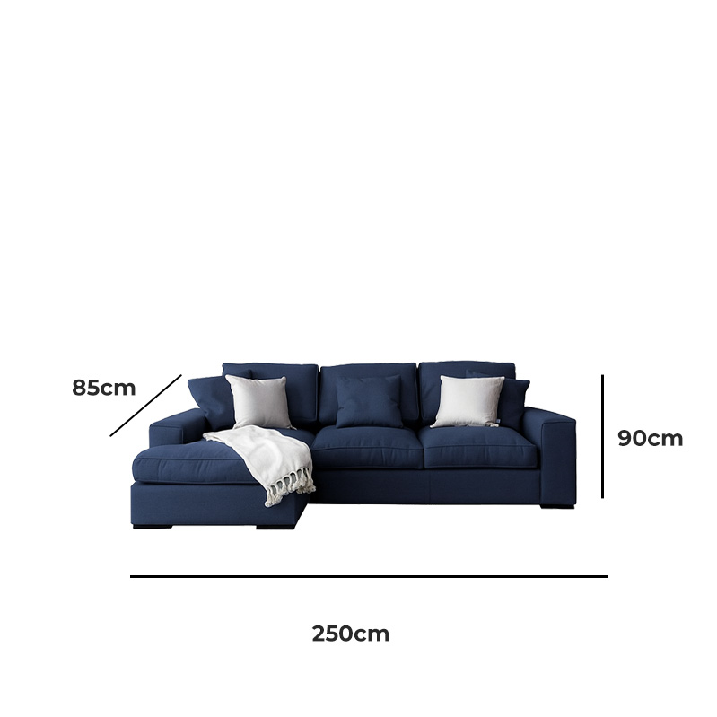 Beech Wood and Linen Corner Sofa, 250X160 cm - Multi Colors