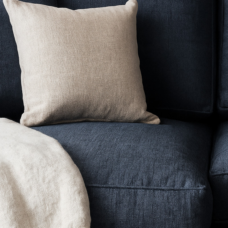 Beech Wood and Linen Corner Sofa, 250X160 cm - Multi Colors