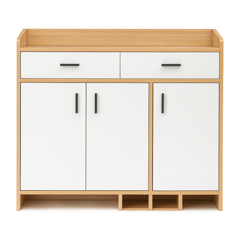 MDF Wood Shoe cabinet, 160×35×100 cm - White/Beige