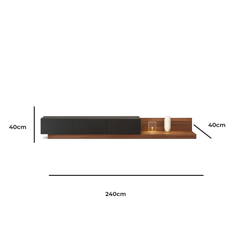 MDF Wood TV Unit, 240×40×40 cm - Multiple Colors
