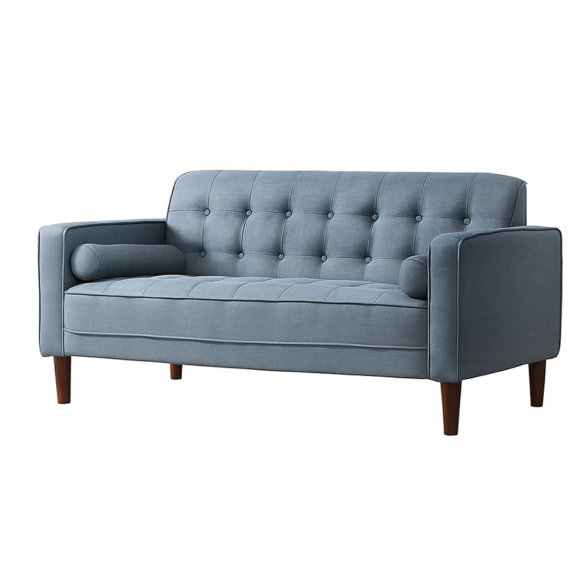 Beech Wood and Linen Modern Sofa, 180×80×80 cm - Light Blue