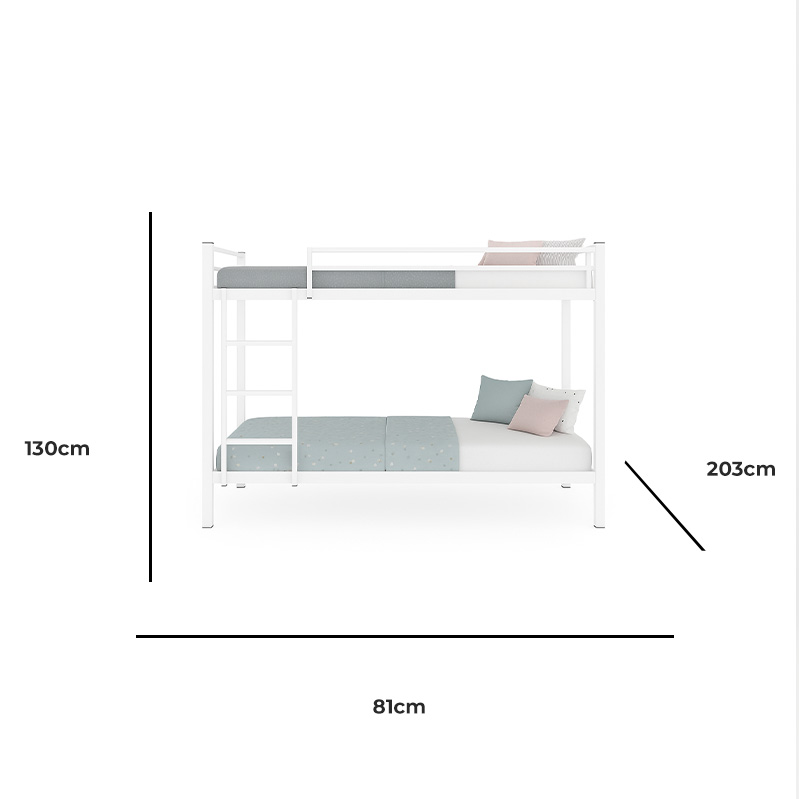 Steel Bunk bed, 81×130×203 cm - White