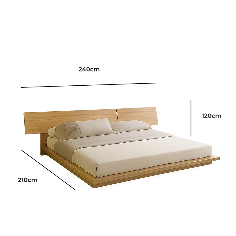 Modern Bed Set with 2 Nightstands, Blockboard wood, 160x200 cm – Wooden