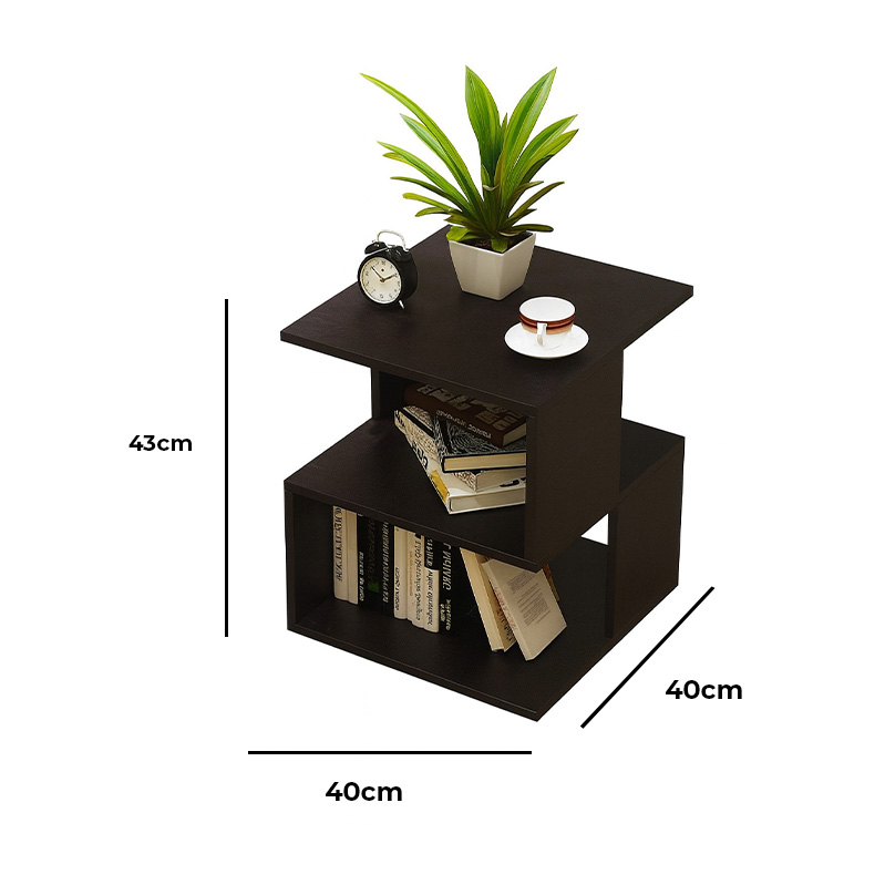 MDF wood Side Table, 40×40×43 cm - Black