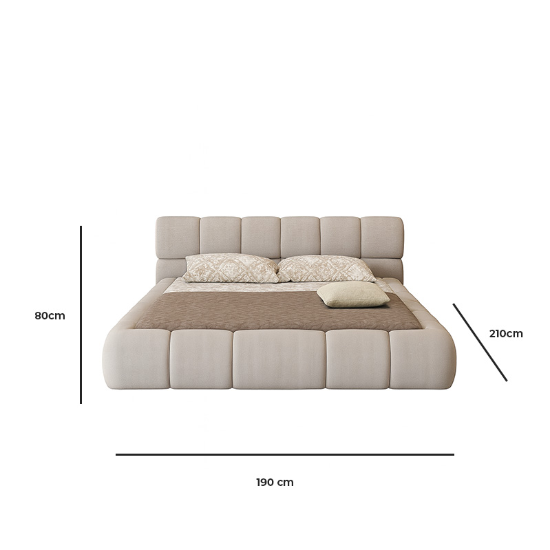 سرير من خشب الزان الأحمر والقطيفه، 160سم - بيج