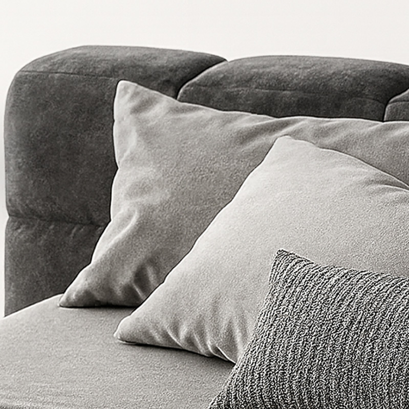 Red Beech wood and Velvet Bed, Multiple sizes - Grey