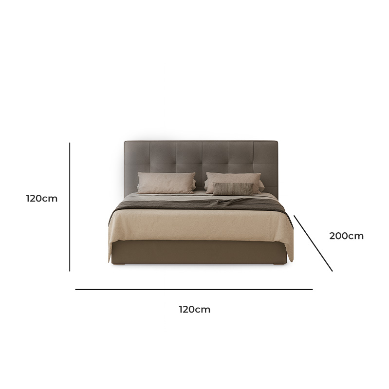 Red Beech Wood Velvet Bed, Multiple Sizes - Café