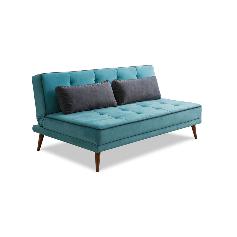Red Beech Wood And Velvet Sofa Bed, 180×80×85 cm - Turquoise