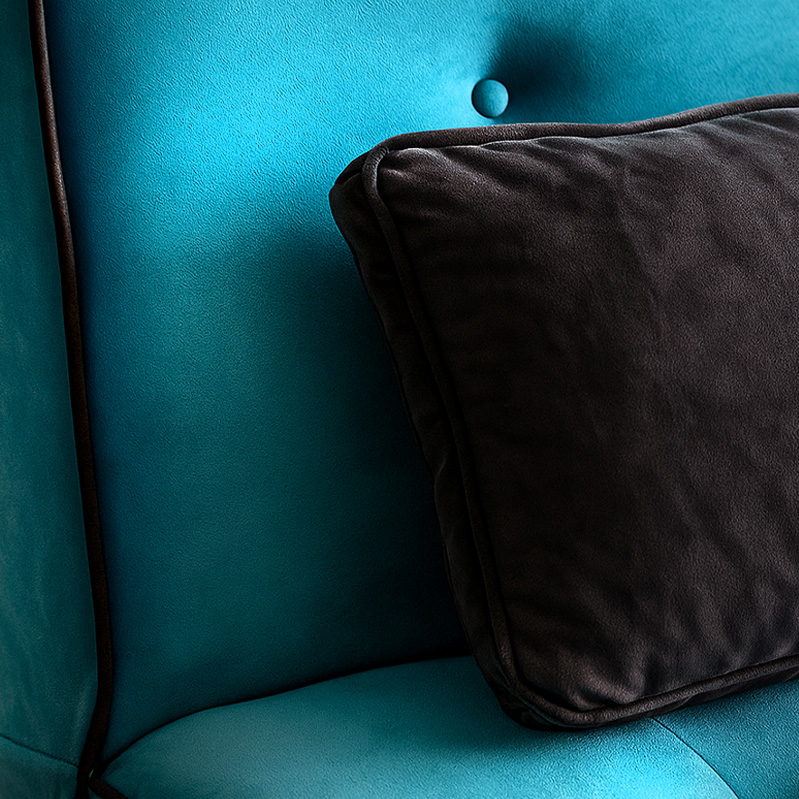 Red Beech Wood And Velvet Sofa Bed, 180×80×85 cm - Turquoise