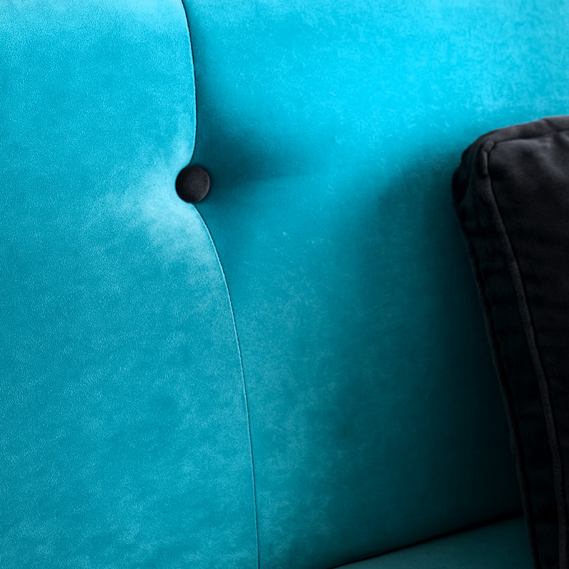 Red Beech Wood And Velvet Sofa Bed, 180×80×85 cm - Turquoise