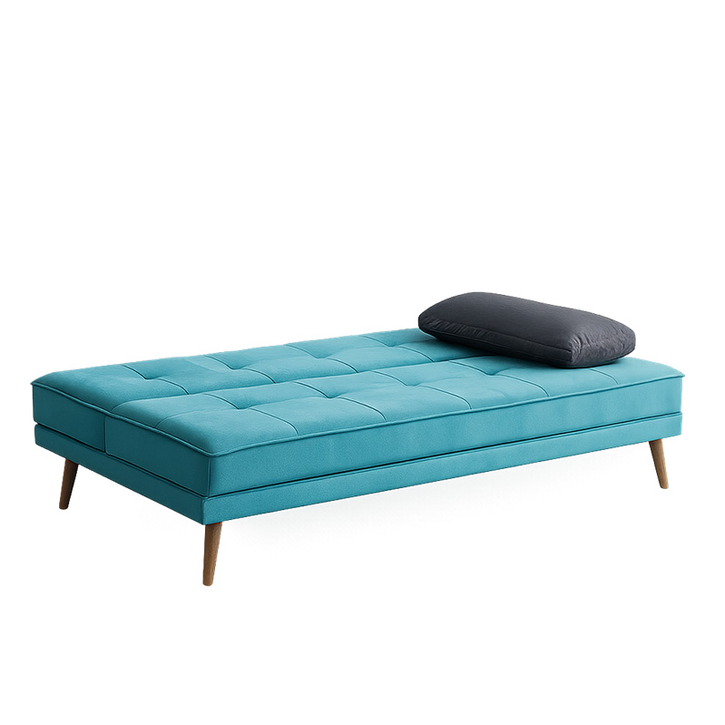 Red Beech Wood And Velvet Sofa Bed, 180×80×85 cm - Turquoise