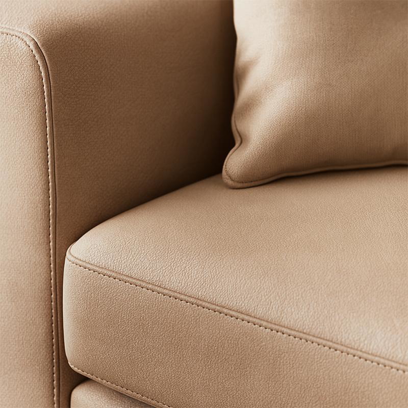 Beech wood and Upturned Leather Corner sofa, 360×230 cm- Beige