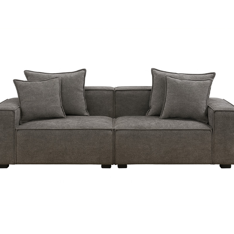Beech wood and linen Sofa, 180×80×75 cm - Grey