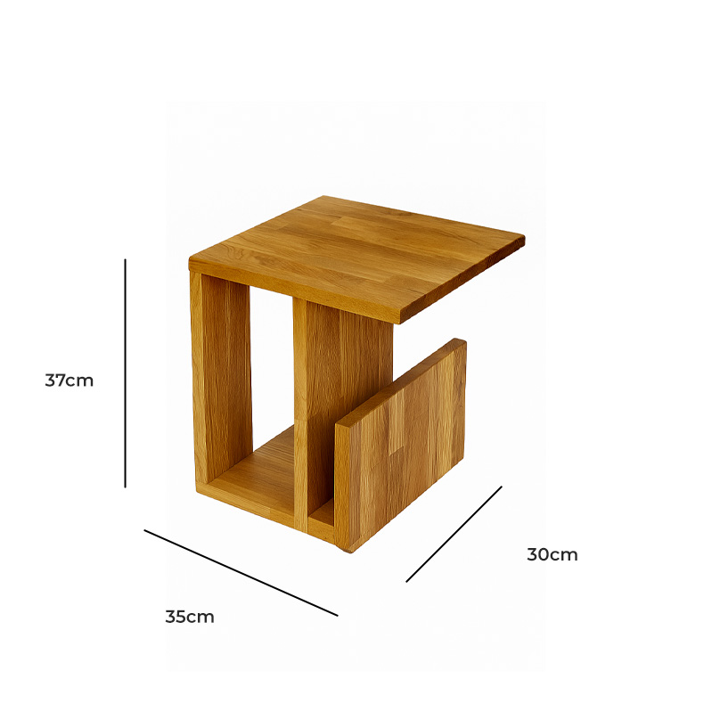 Blockboard Wood Side Table, 35×30×37 cm- Wood