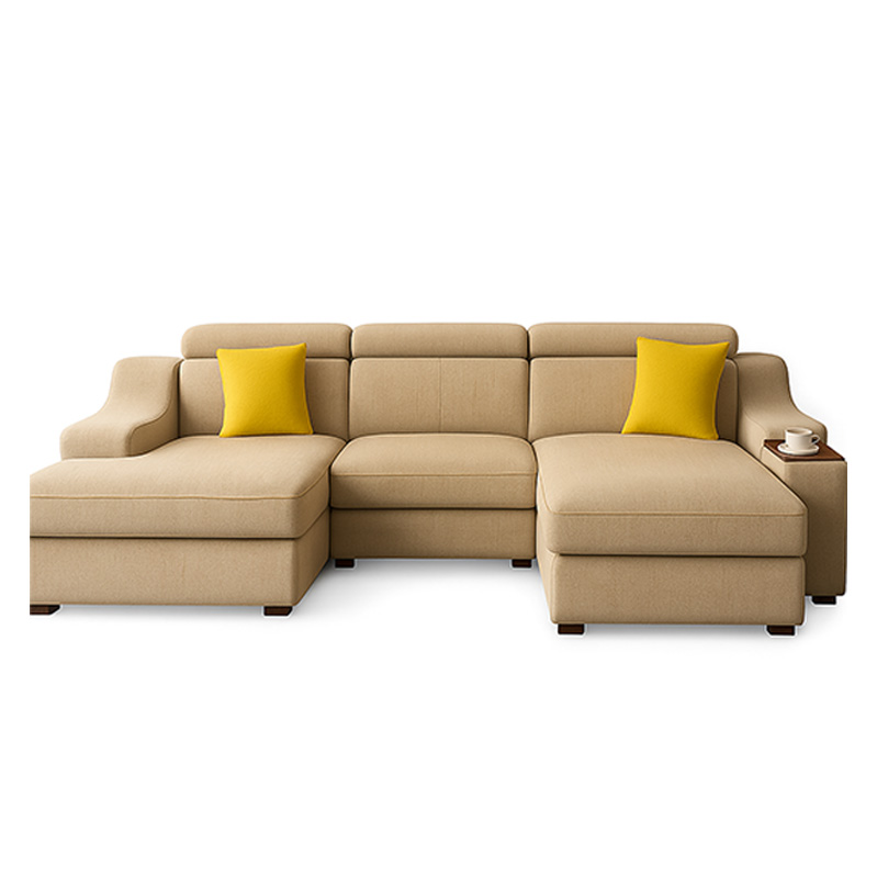 Beech Wood and Linen Corner Sofa, 360×200 cm - Multi color