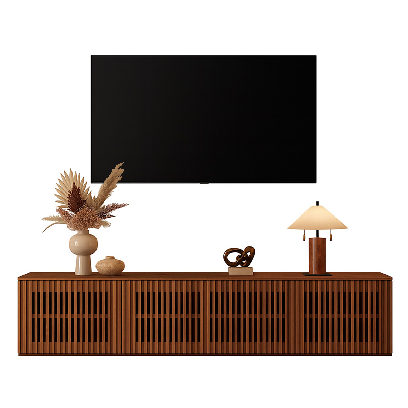Blockboard and Beech wood Tv unit, 180×50×40 cm - Brown