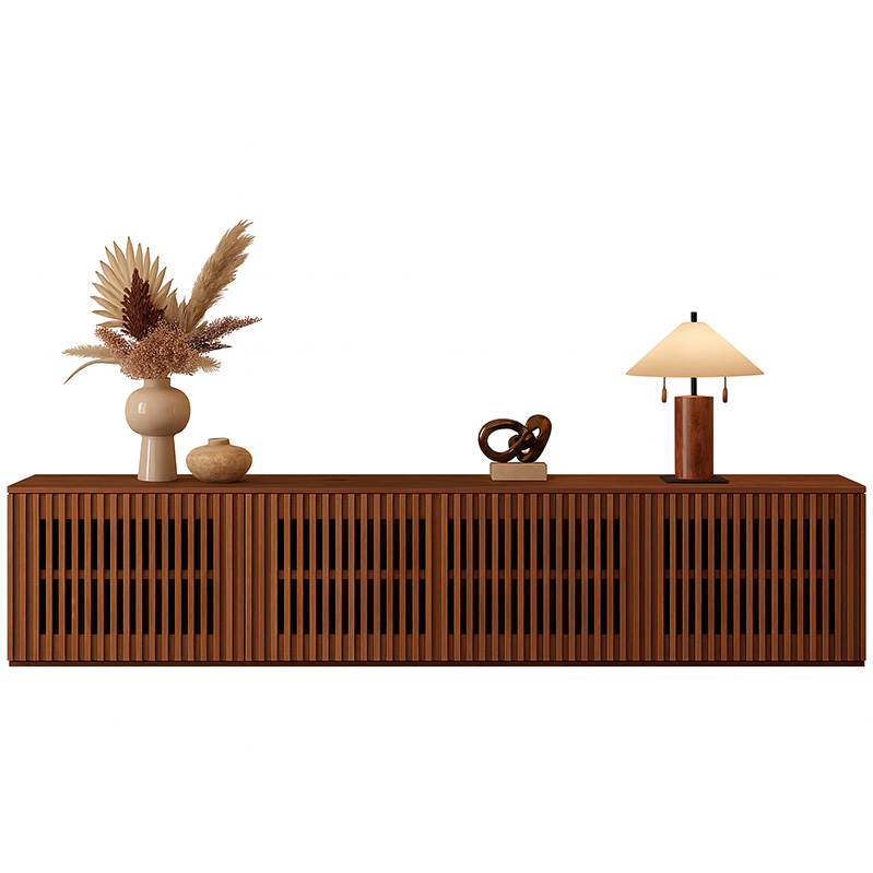 Blockboard and Beech wood Tv unit, 180×50×40 cm - Brown