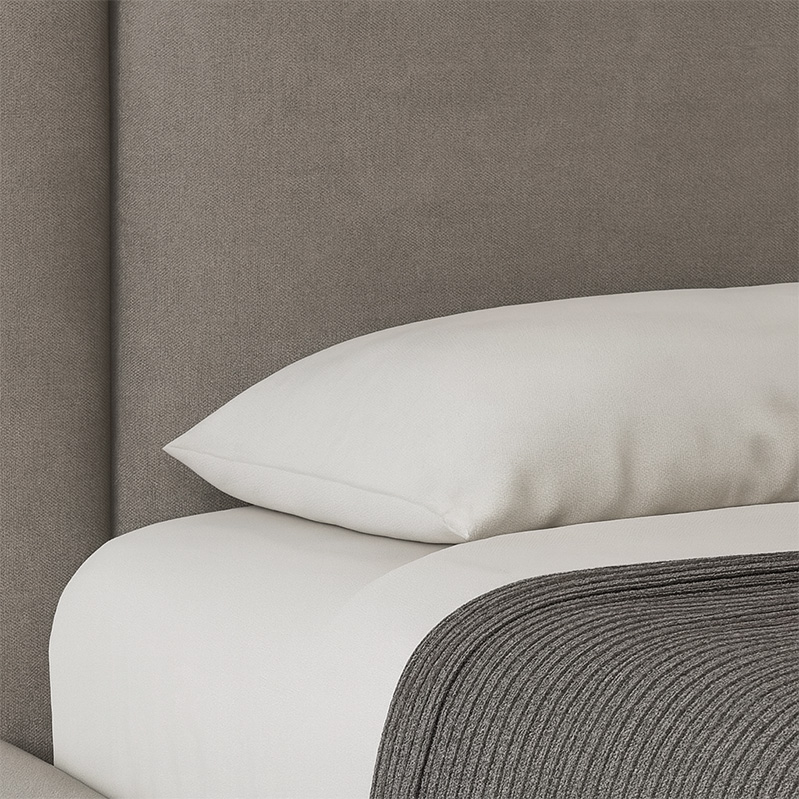 Blockboard wood and velvet Bed, Multiple Sizes - Grey