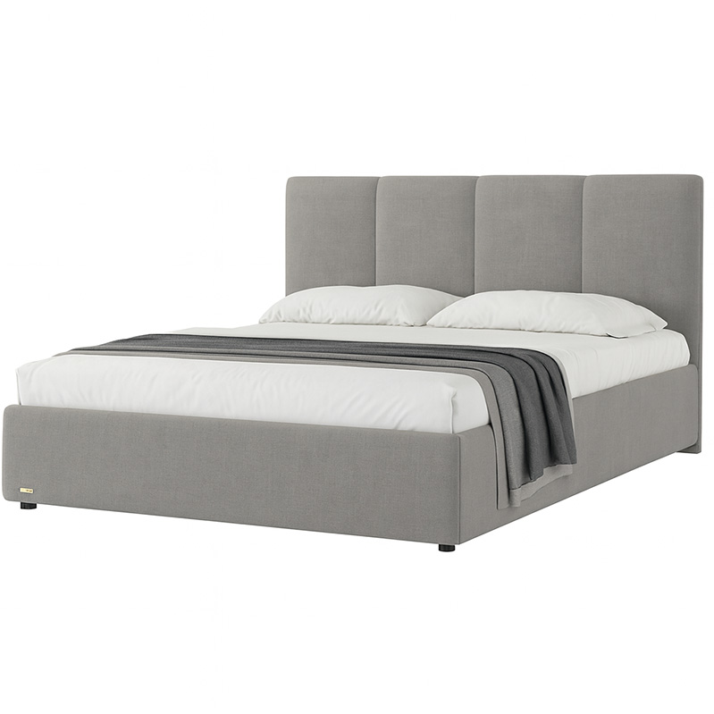 Blockboard wood and velvet Bed, Multiple Sizes - Grey