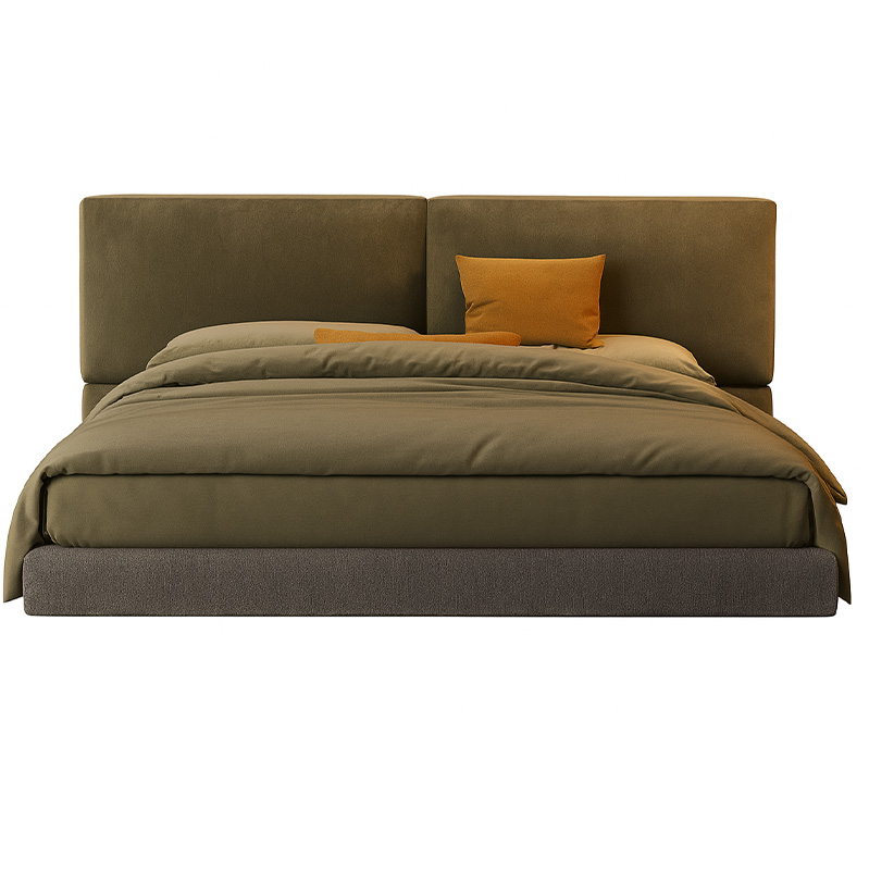 Blockboard and Beechwood and Linen wood Bed, 160×220×120 cm - Grey