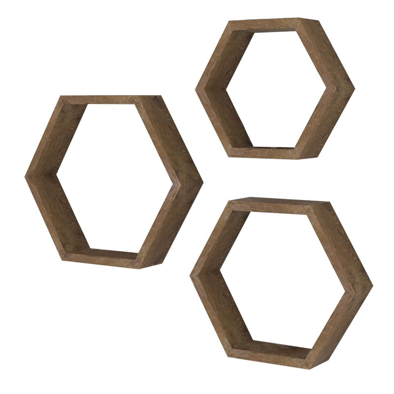 وحدة أرفف حائط، 3 قطع، بني - KM-EG67-38