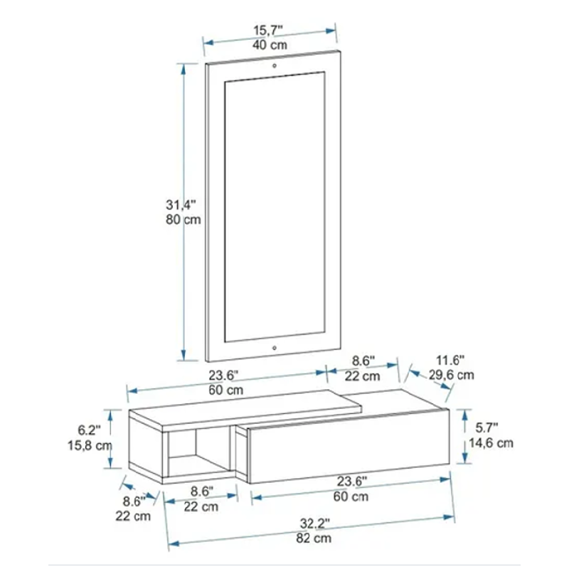 كونسول مع مرآة، قطعتين، متعدد الألوان - KM-EG67-50