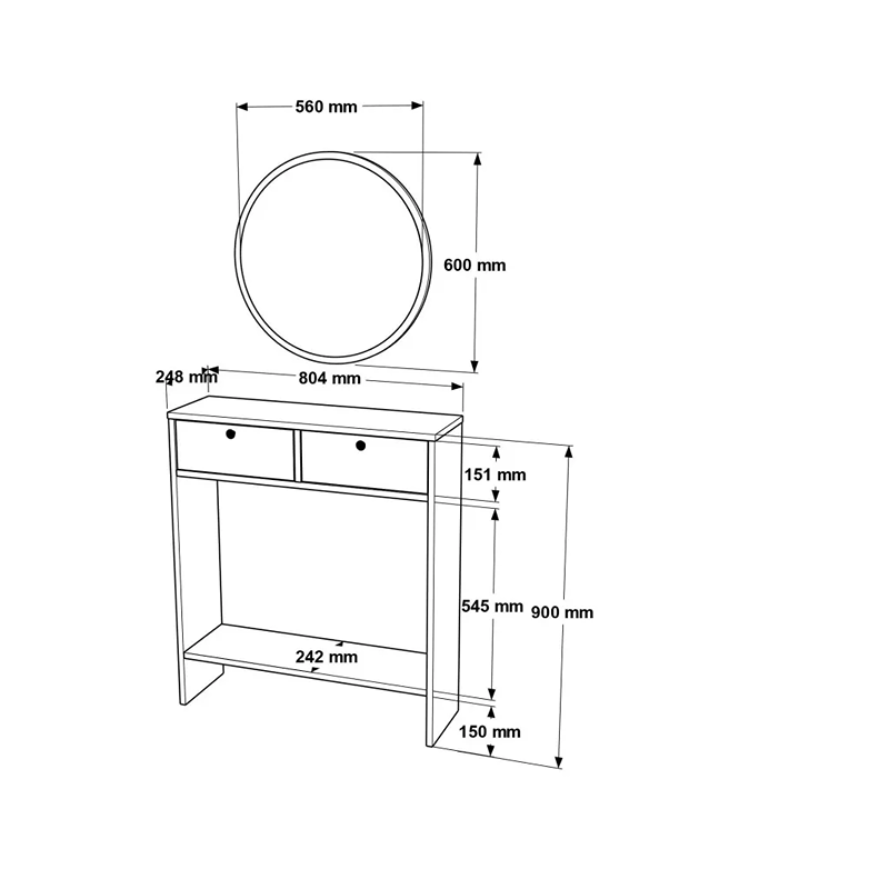 كونسول مع مرآة، قطعتين، أبيض - KM-EG67-52