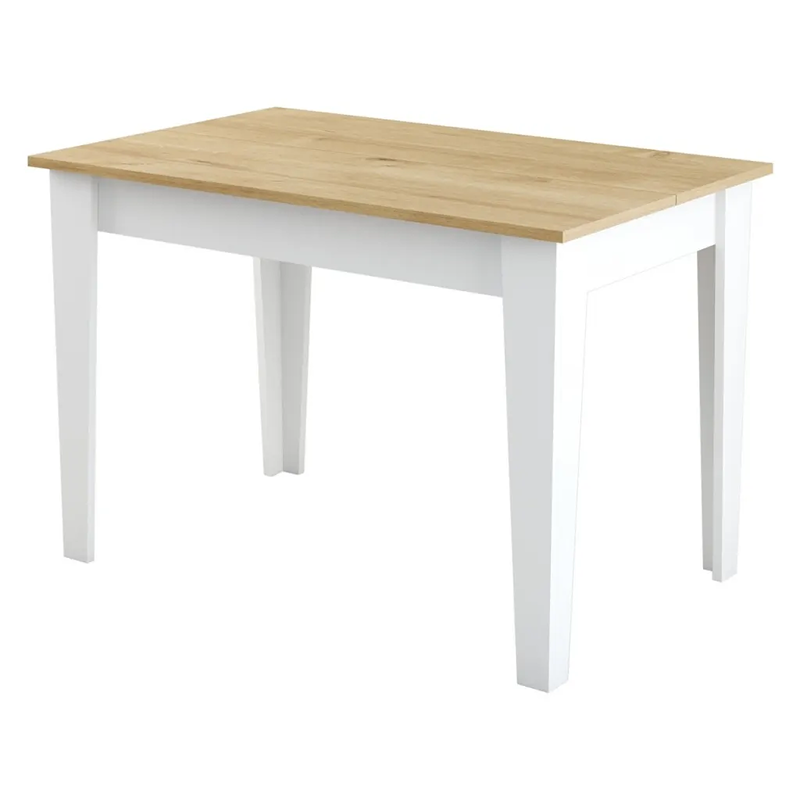 طاولة طعام مع مساحة تخزين، 110 سم، أبيض/خشبي - KM-EG67-53
