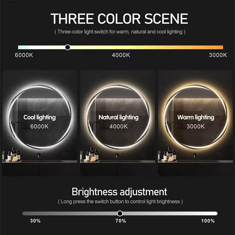 Smart Wall Mirror, 70 × 70 cm, Multi-Color - KM-EG76-94