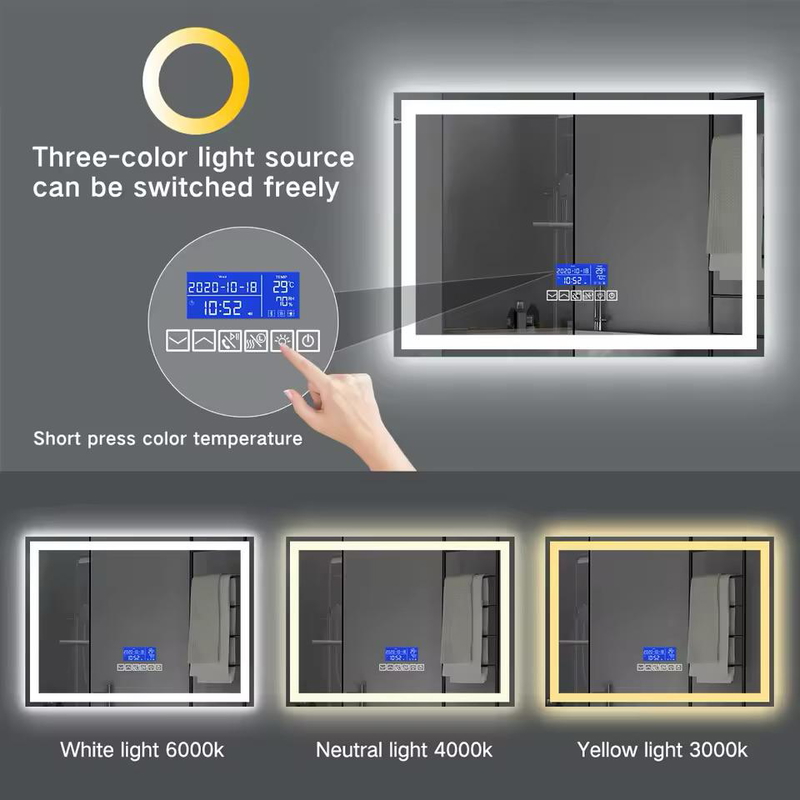 Smart Wall Mirror, 65 × 100 cm, Multi-Color - KM-EG76-97