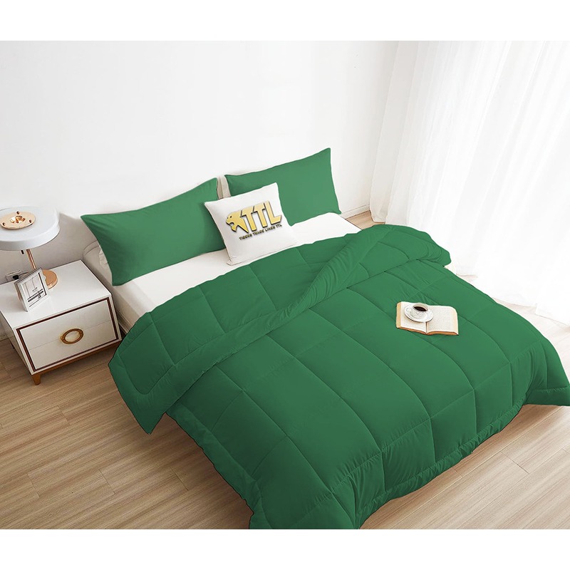 Bed Duvet Set, Multiple Sizes, Dark Green - KM-EG45-06
