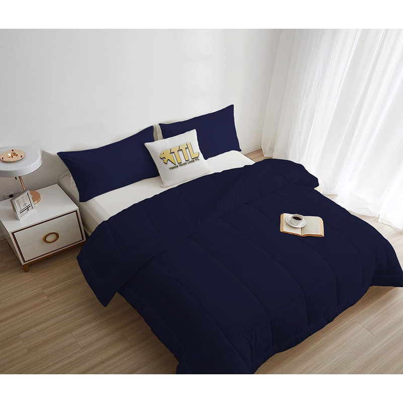 Bed Duvet Set, Multiple Sizes, Dark Navy - KM-EG45-16