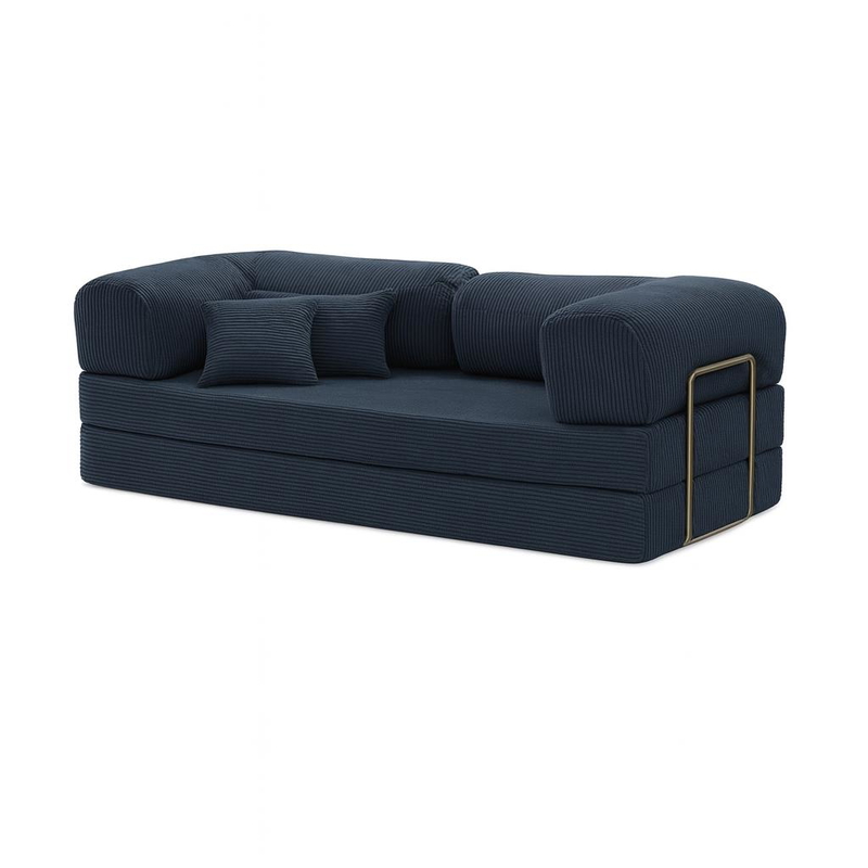 Steel and Ribbed Velvet Sofa Bed, 200×100 cm - Multiple Colors