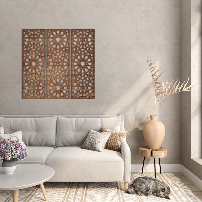 ديكور حائط خشبي، 80 × 80 سم، متعدد الألوان - KM-EG31-229